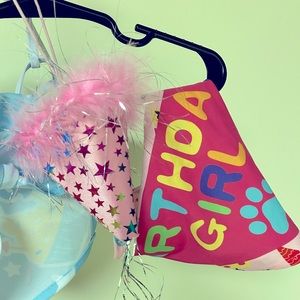 Pink Pet Birthday girl Hat & bandanna set